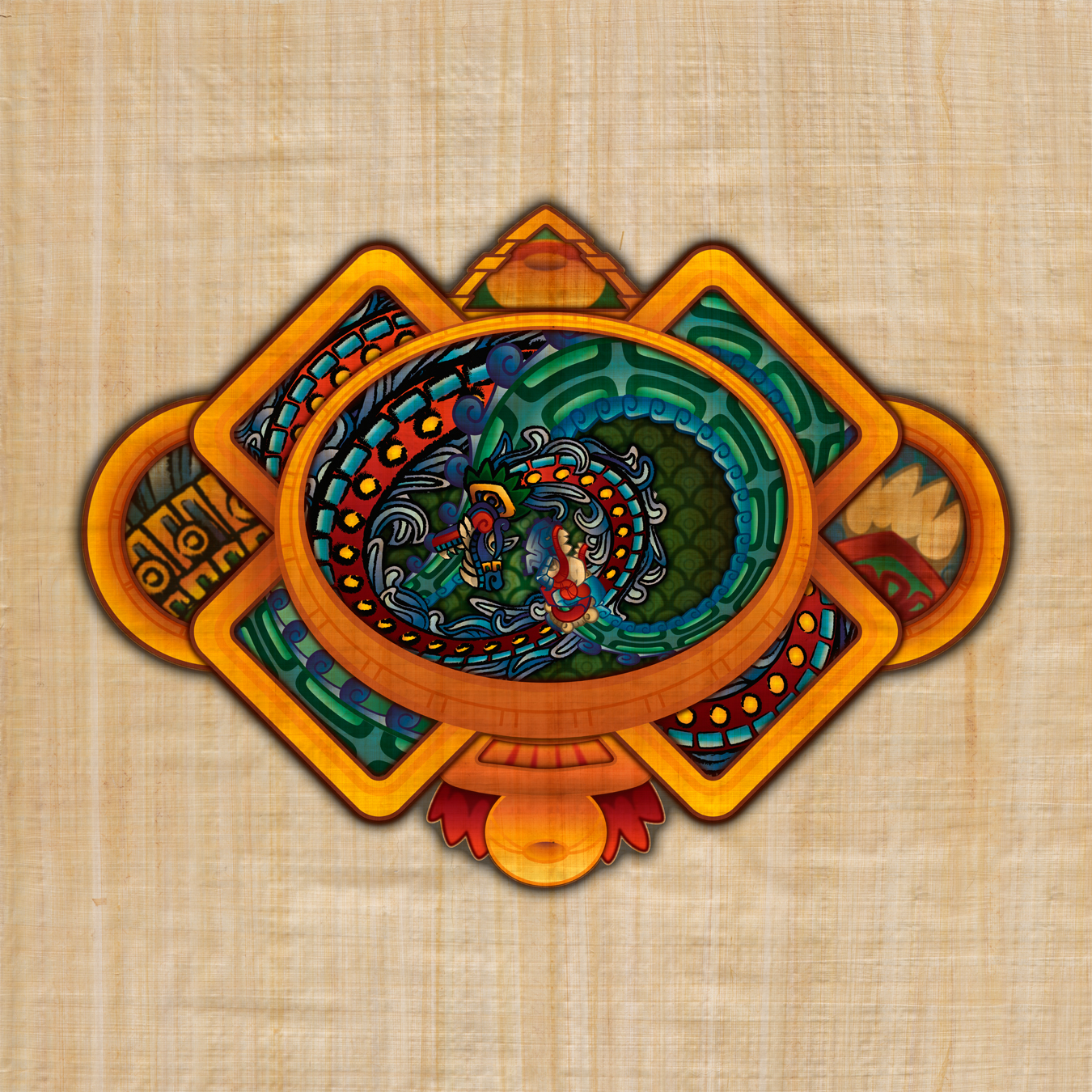 Aztec, Mexica, The Storm: Quetzalcoatl and Tlaloc Print